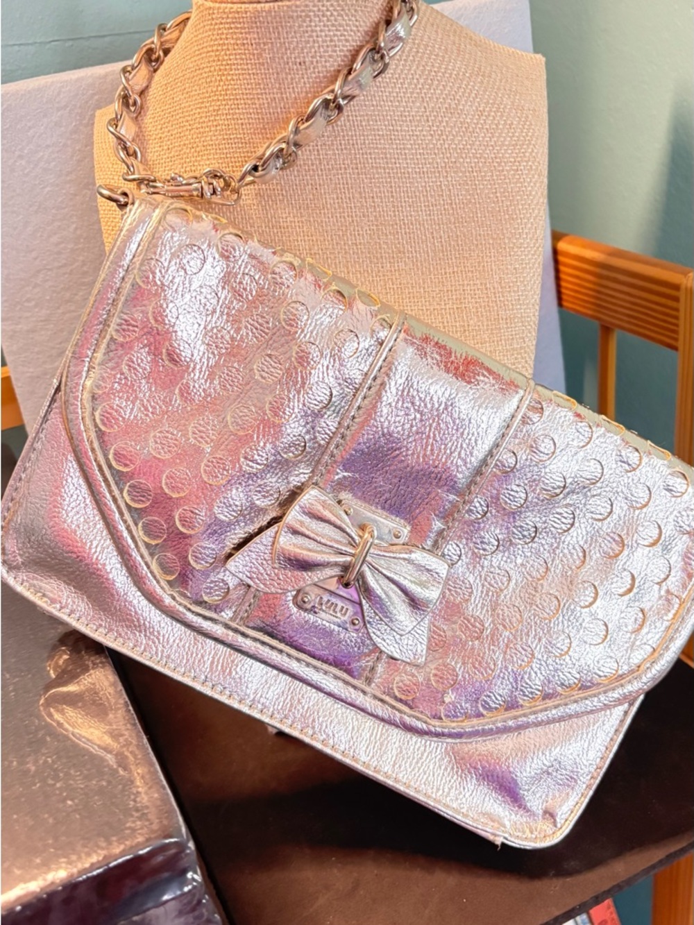 Lulu by Lulu Guinness Silver Wristlet EUC